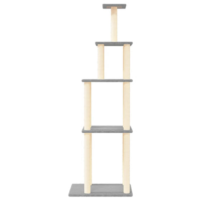 Cat Tree with Sisal Scratching Posts Light Grey 183 cm