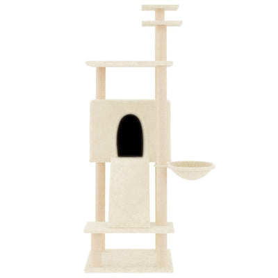 Cat Tree with Sisal Scratching Posts Cream 153 cm