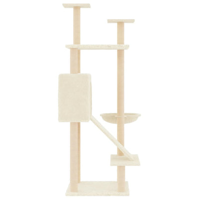 Cat Tree with Sisal Scratching Posts Cream 153 cm