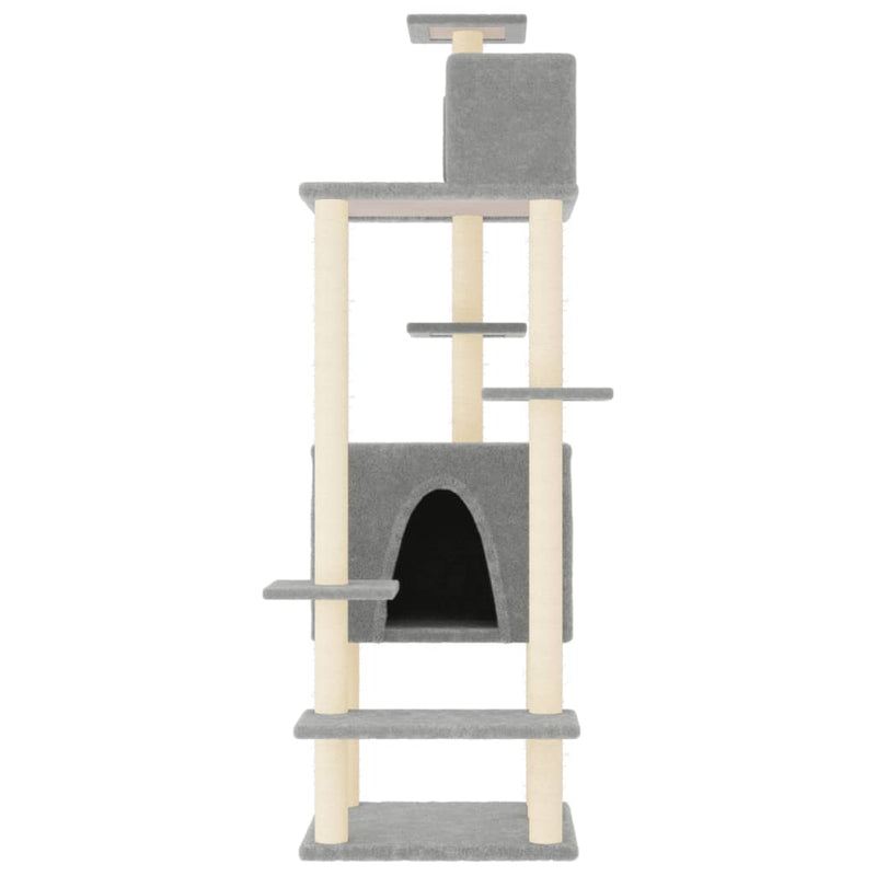 Cat Tree with Sisal Scratching Posts Light Grey 154 cm