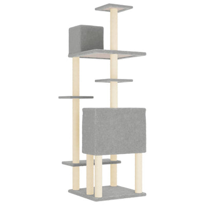 Cat Tree with Sisal Scratching Posts Light Grey 154 cm