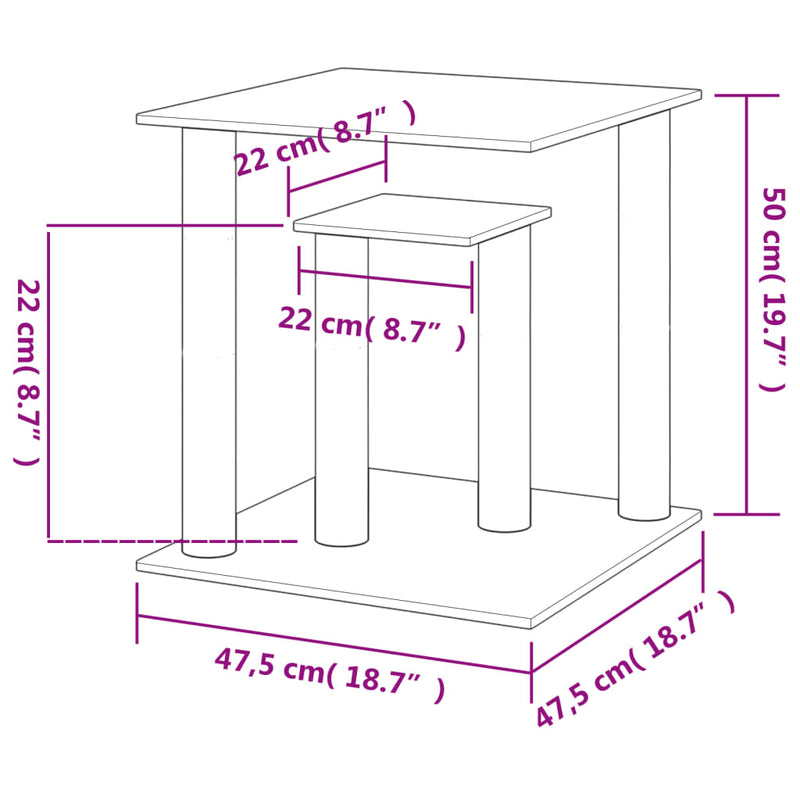 Cat Scratching Posts with Platforms Light Grey 50 cm