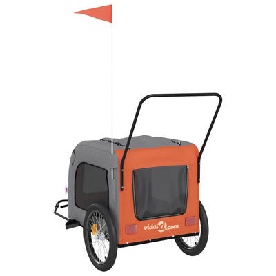 Pet Bike Trailer Orange and Grey Oxford Fabric and Iron