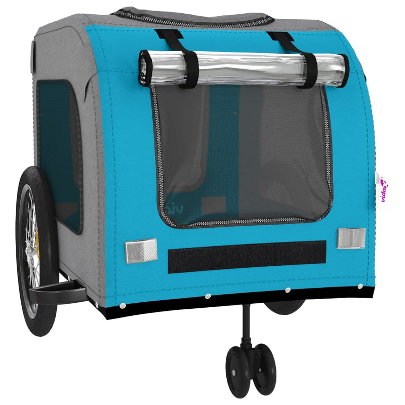 Pet Bike Trailer Blue and Grey Oxford Fabric and Iron