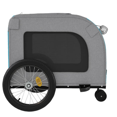 Pet Bike Trailer Blue and Grey Oxford Fabric and Iron