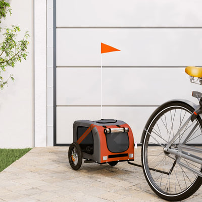 Pet Bike Trailer Orange and Grey Oxford Fabric and Iron