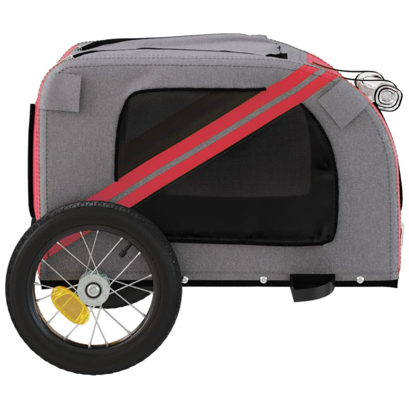 Pet Bike Trailer Red and Grey Oxford Fabric and Iron