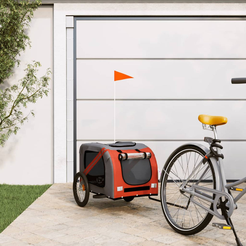 Pet Bike Trailer Orange and Black Oxford Fabric&Iron