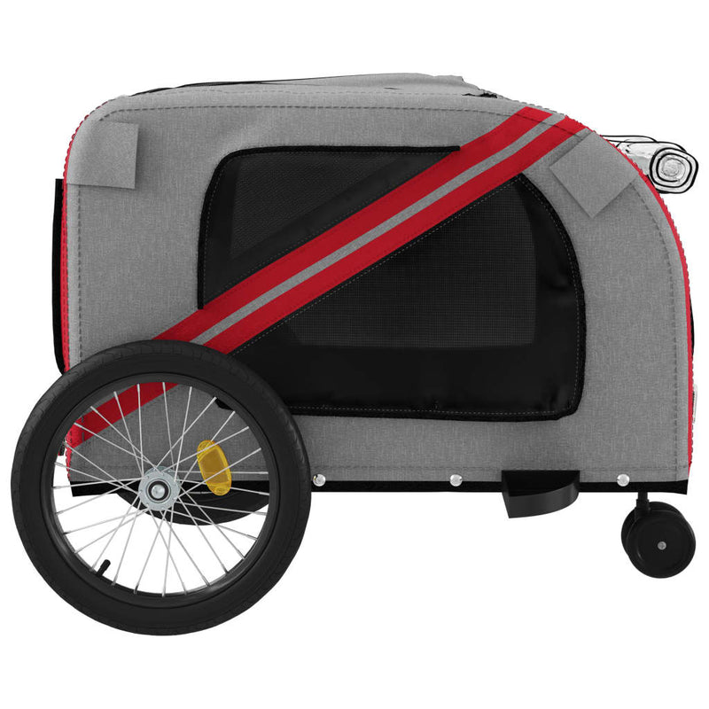 Pet Bike Trailer Red and Grey Oxford Fabric and Iron