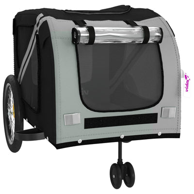 Pet Bike Trailer Grey and Black Oxford Fabric and Iron