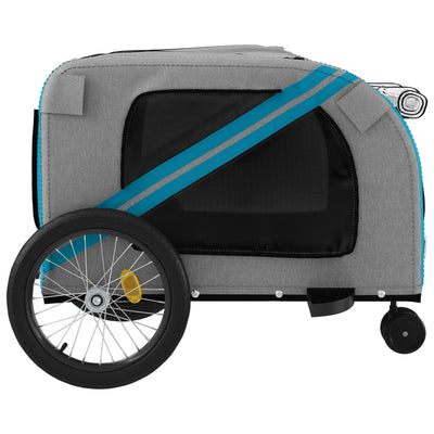 Pet Bike Trailer Blue and Grey Oxford Fabric and Iron