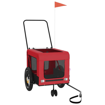 Pet Bike Trailer Red and Black Oxford Fabric and Iron