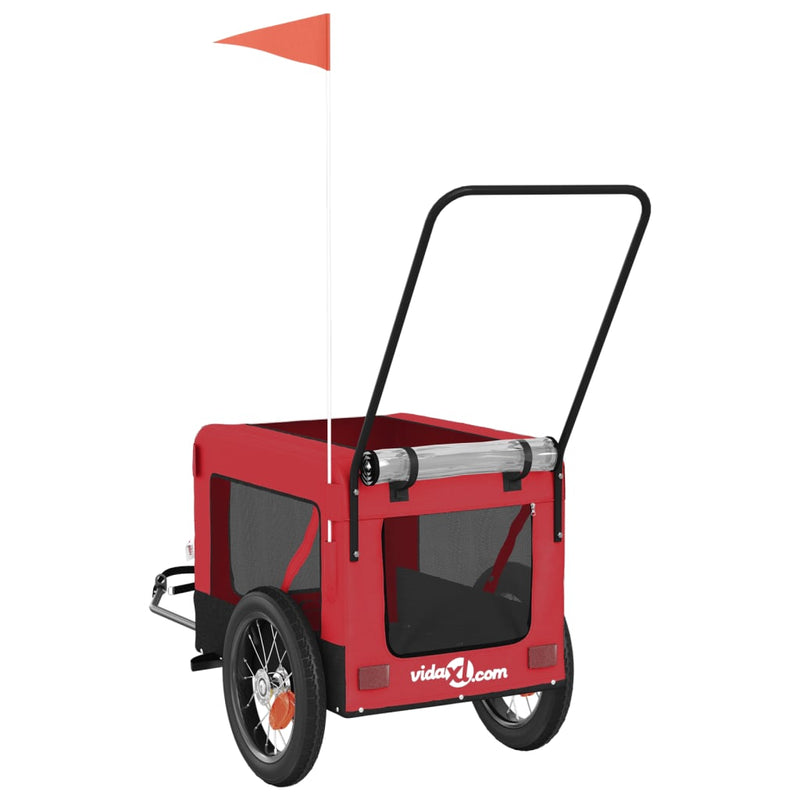 Pet Bike Trailer Red and Black Oxford Fabric and Iron