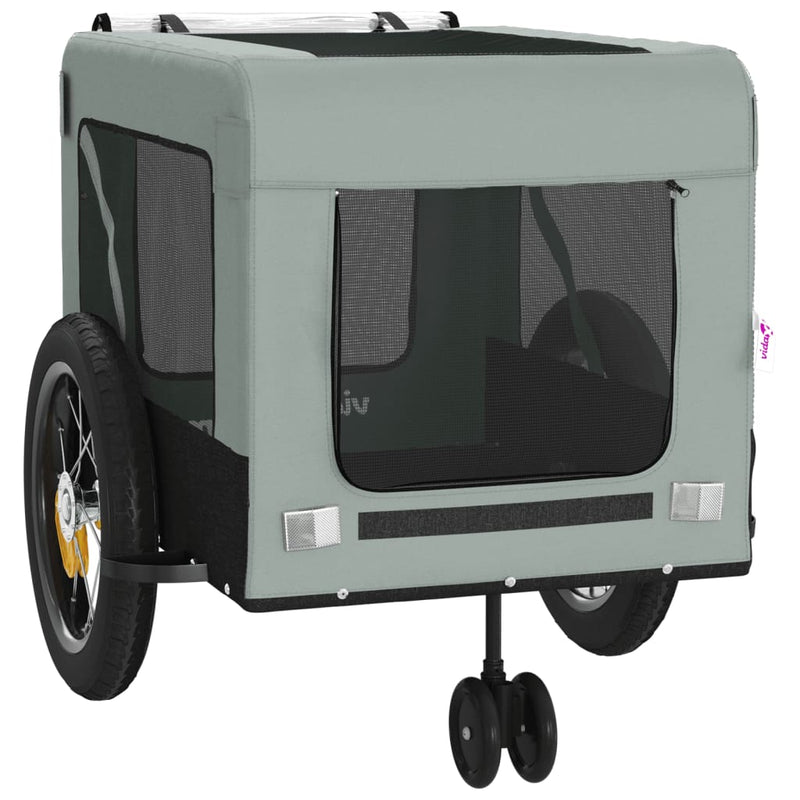 Pet Bike Trailer Grey and Black Oxford Fabric and Iron