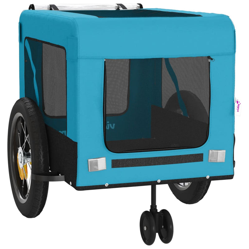 Pet Bike Trailer Blue and Black Oxford Fabric and Iron