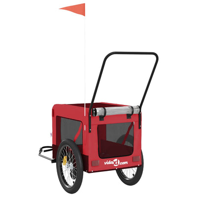 Pet Bike Trailer Red and Black Oxford Fabric and Iron