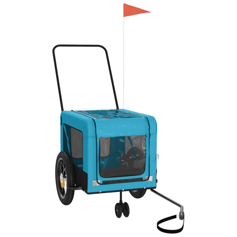 Pet Bike Trailer Blue and Black Oxford Fabric and Iron