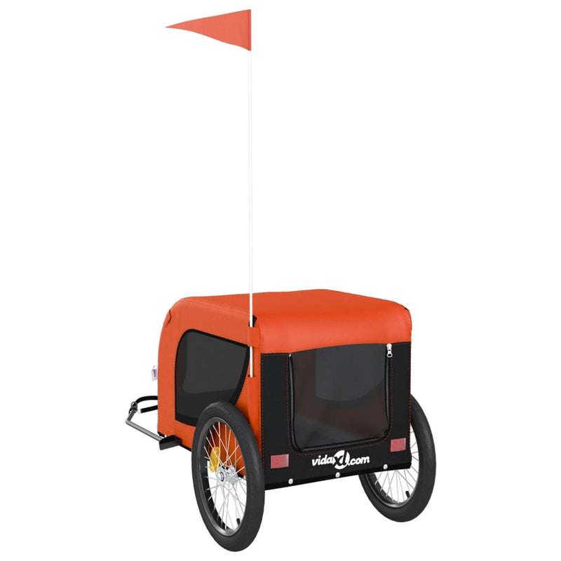 Pet Bike Trailer Orange and Black Oxford Fabric and Iron