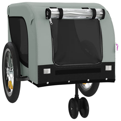 Pet Bike Trailer Grey and Black Oxford Fabric and Iron