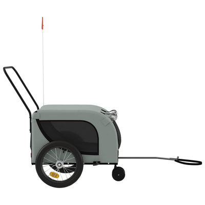 Pet Bike Trailer Grey and Black Oxford Fabric and Iron