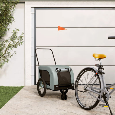 Pet Bike Trailer Grey and Black Oxford Fabric and Iron