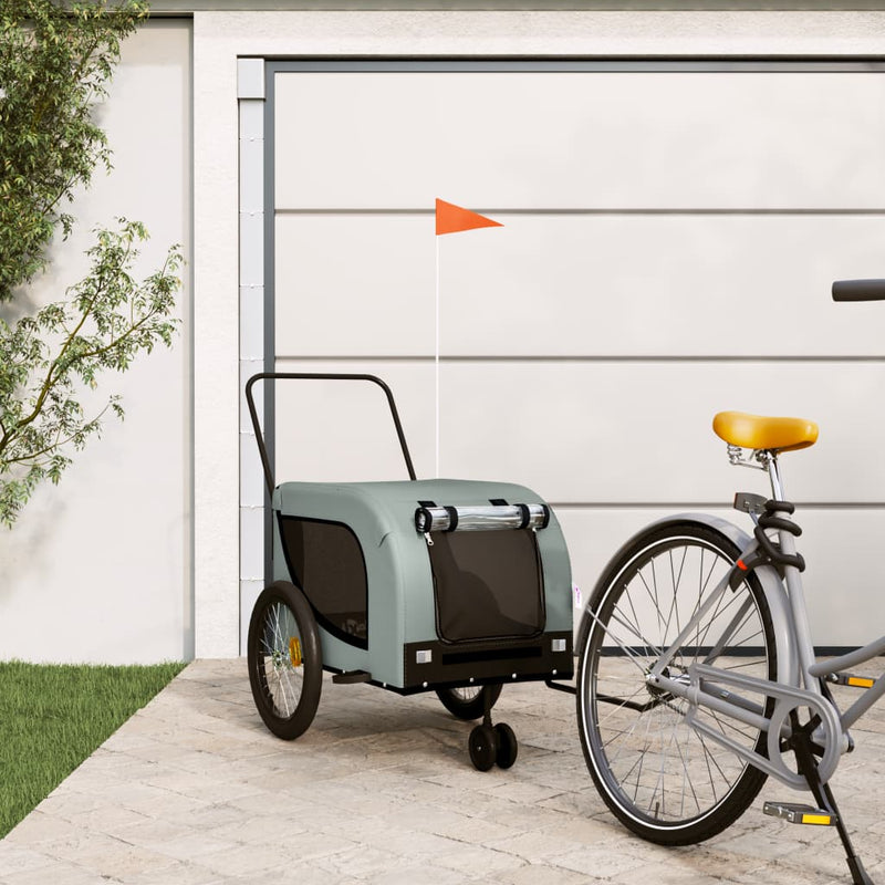 Pet Bike Trailer Grey and Black Oxford Fabric and Iron