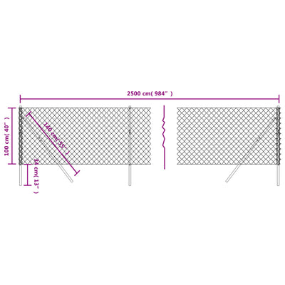 Chain Link Fence Green 1x25 m