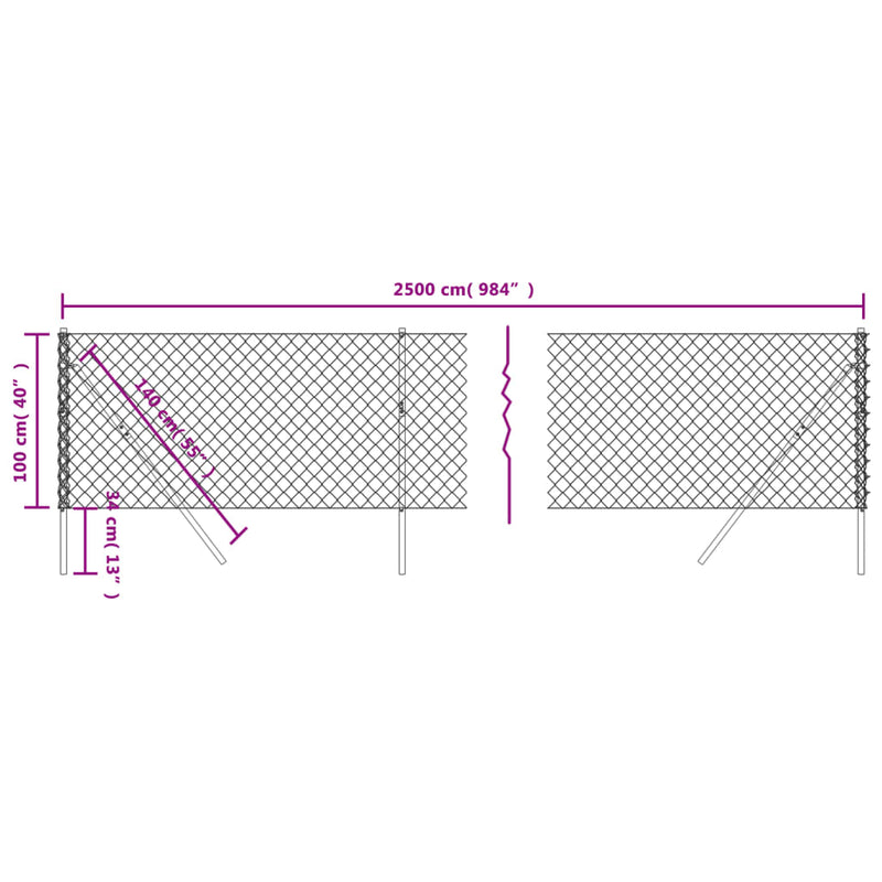 Chain Link Fence Green 1x25 m