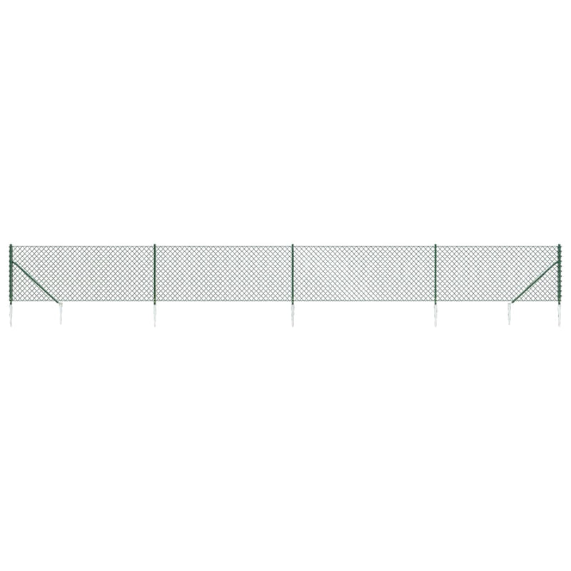 Chain Link Fence with Spike Anchors Green 1x10 m