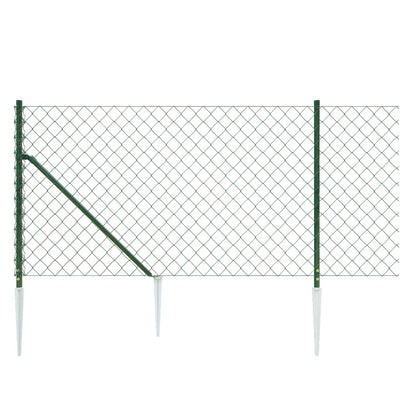 Chain Link Fence with Spike Anchors Green 1x10 m