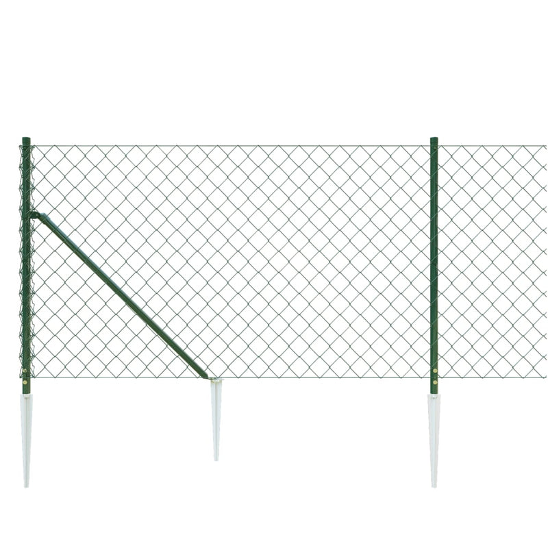 Chain Link Fence with Spike Anchors Green 1x10 m