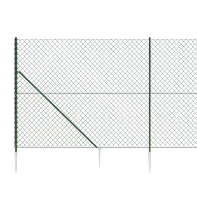 Chain Link Fence with Spike Anchors Green 0.8x25 m