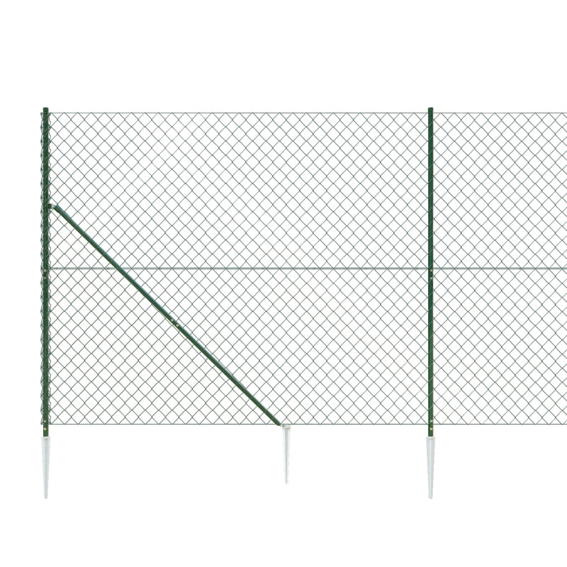 Chain Link Fence with Spike Anchors Green 0.8x25 m