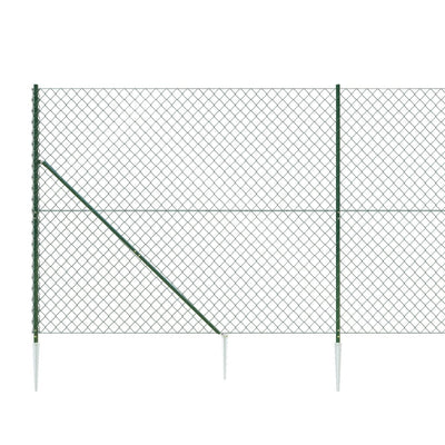 Chain Link Fence with Spike Anchors Green 1.4x25 m