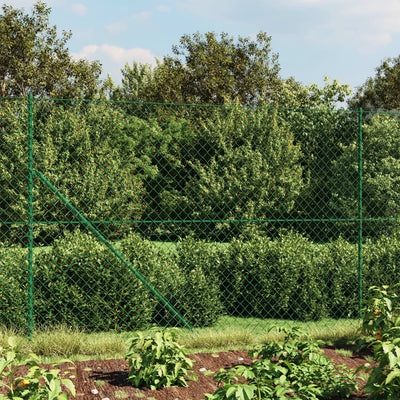 Chain Link Fence with Spike Anchors Green 1.6x25 m