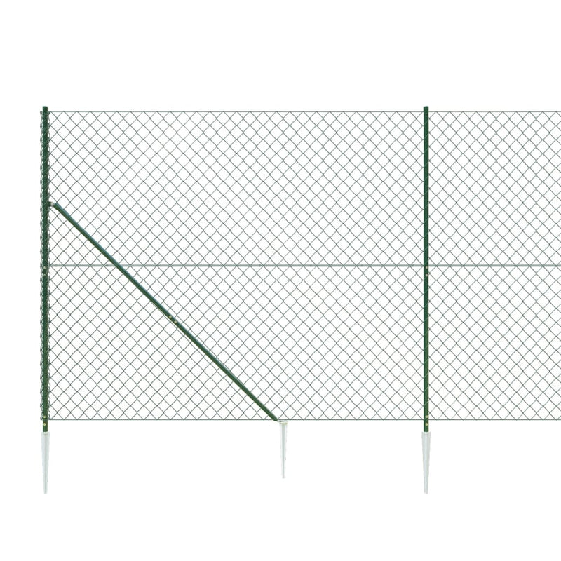 Chain Link Fence with Spike Anchors Green 1.8x25 m