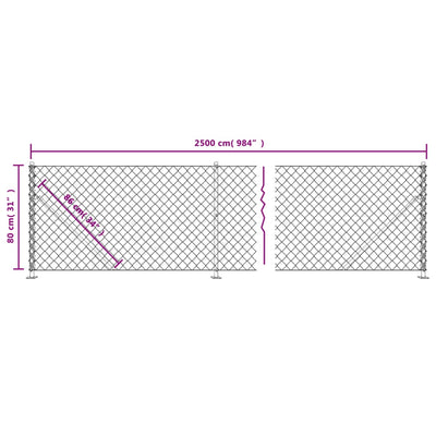 Chain Link Fence with Flange Green 0.8x25 m