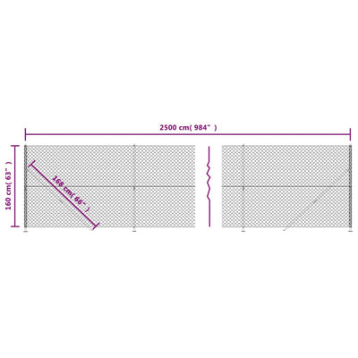 Chain Link Fence with Flange Green 1.6x25 m