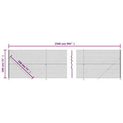 Chain Link Fence with Flange Green 1.8x25 m