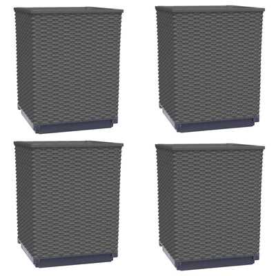 Planters 4 pcs Black 30x30x37 cm Polypropylene