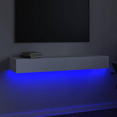 TV Cabinet with LED Lights White 120x35x15.5 cm