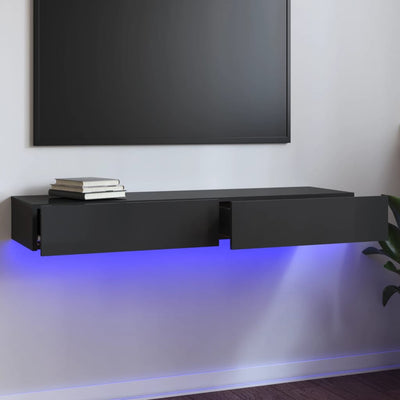 TV Cabinet with LED Lights High Gloss Grey 120x35x15.5 cm