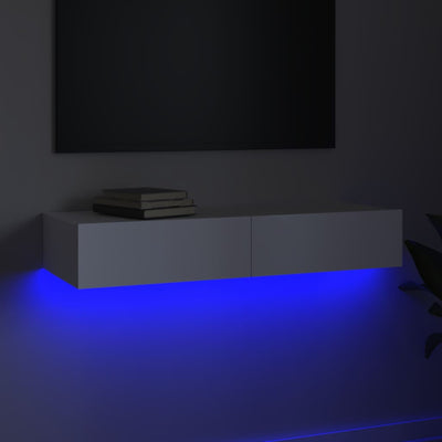 TV Cabinet with LED Lights White 90x35x15.5 cm