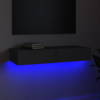 TV Cabinet with LED Lights Grey 90x35x15.5 cm