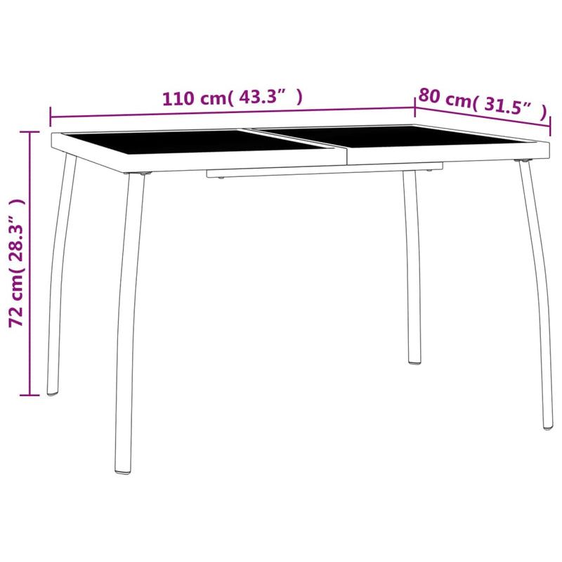 Garden Table Anthracite 110x80x72 cm Steel Mesh