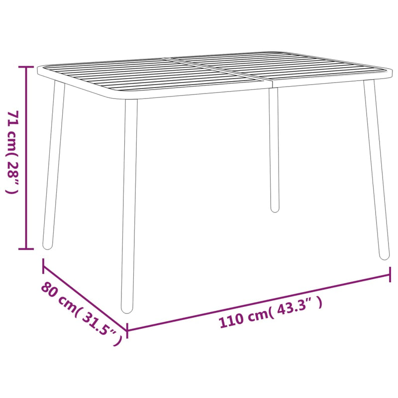 Garden Table Anthracite 110x80x71 cm Steel