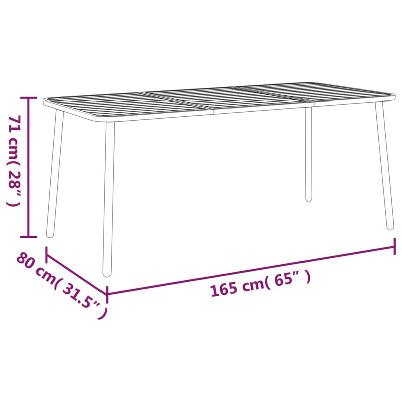 Garden Table Anthracite 165x80x71 cm Steel