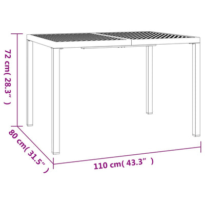 Garden Table Anthracite 110x80x72 cm Steel