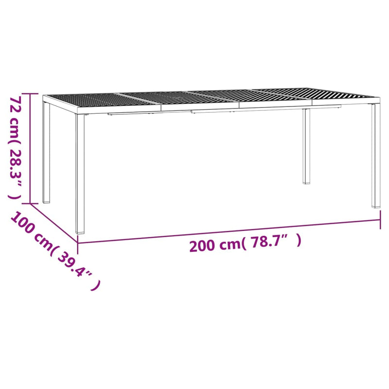 Garden Table Anthracite 200x100x72 cm Steel