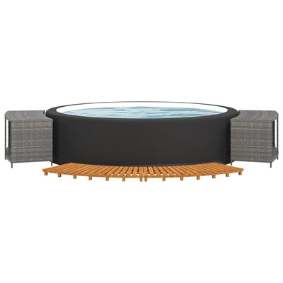 Hot Tub Surround Grey Poly Rattan and Solid Wood Acacia